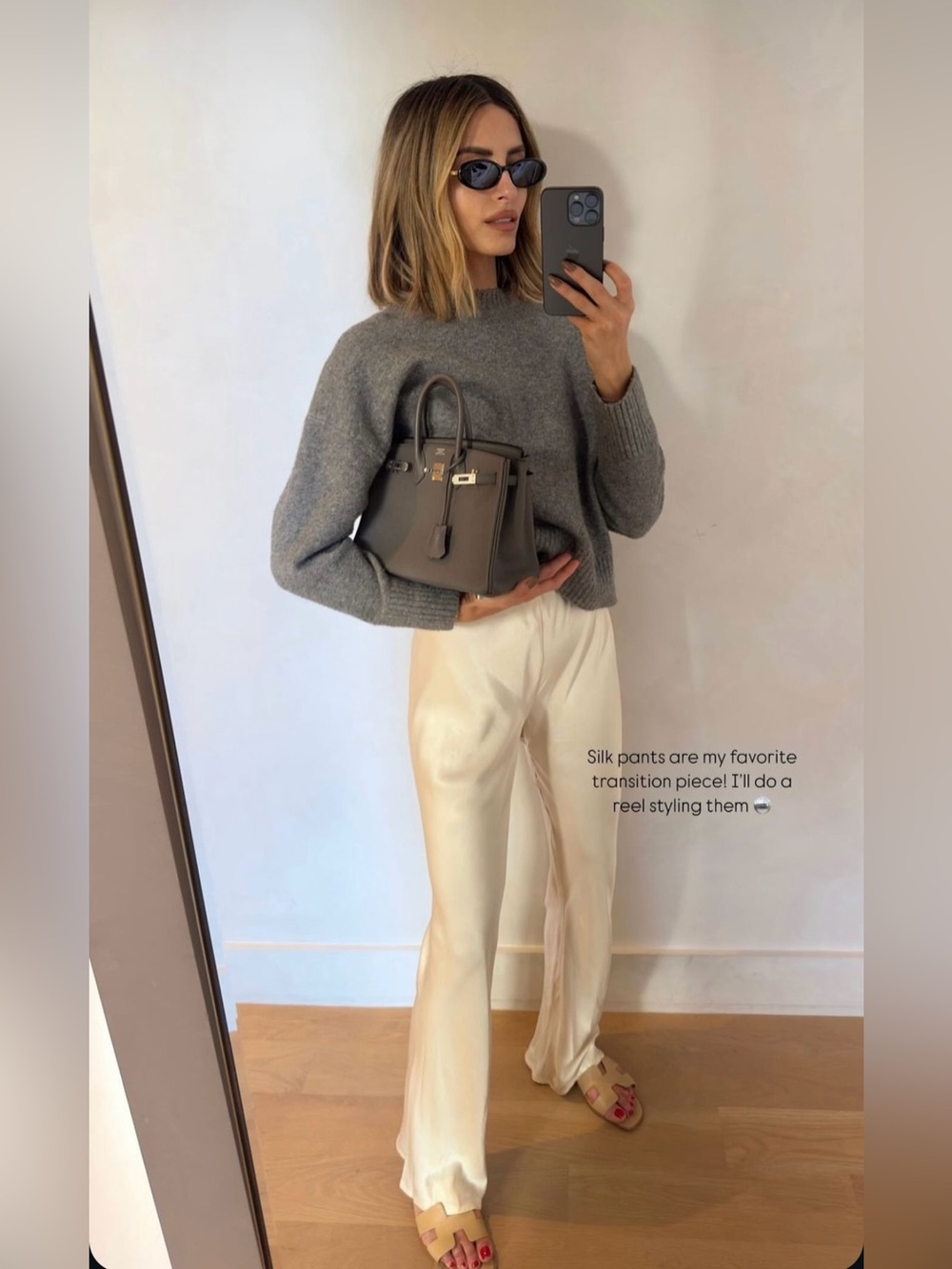 Zara Light Cream Wide-Leg Satin Trousers